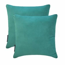 Aqua Velvet Throw Pillow Covers, 16"x16" (Pack of 2) Velvet Solid-Aqua Velvet
