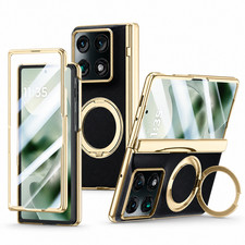 Magnetic Hinge Case For Motorola Razr Fold 2026 Faux Leather Cover Screen Film