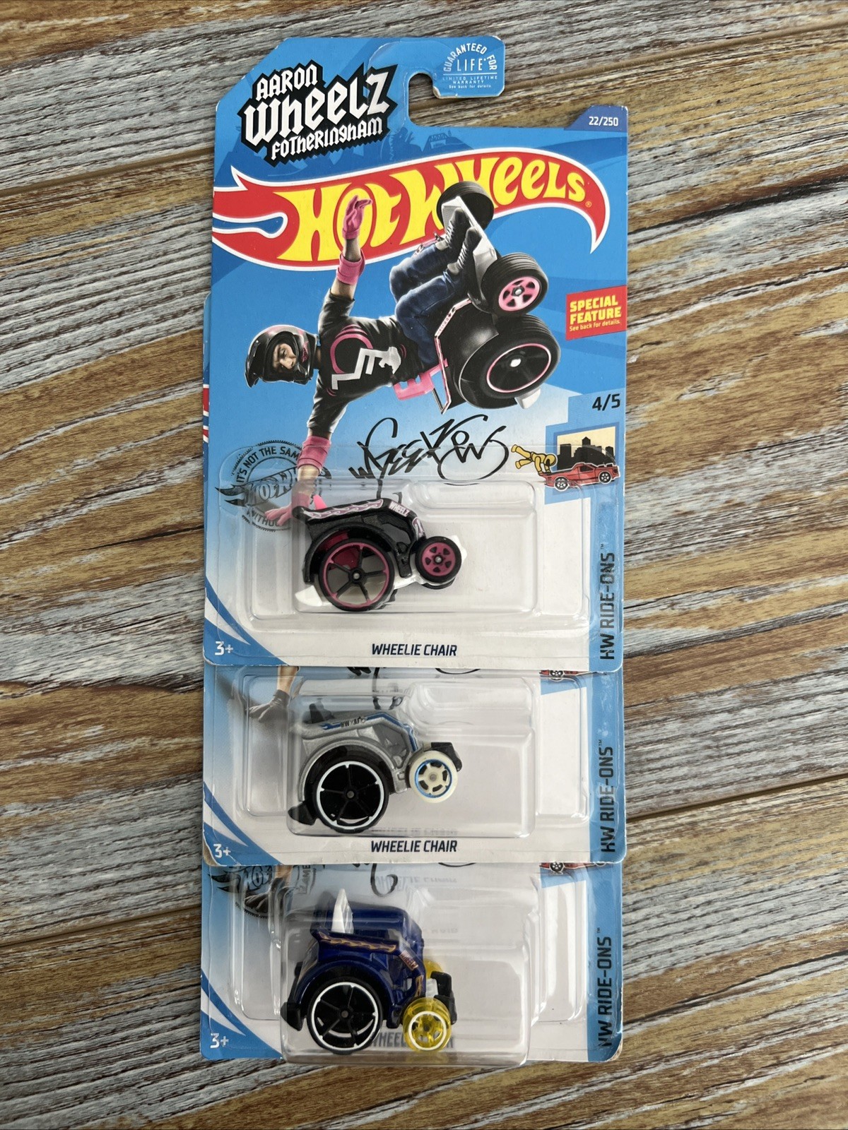 Mattel Hot Wheels Wheelie Chair Aaron Wheelz Fotheringham LOT OF 3 HW Ride-ons 