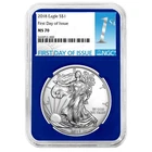2018 $1 1-oz American Silver Eagle NGC MS70 FDI First Label Blue Core