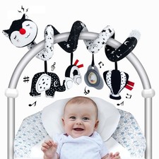 Car Seat Toys for Babies 0-6 Months, High Contrast Black and White Spiral Str...