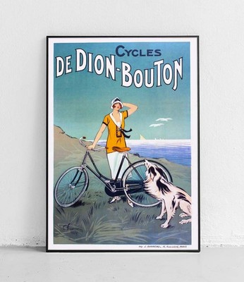 Dion Bouton Fahrrad Reise 1932 Kunstdruck Plakat Vintage Illustration