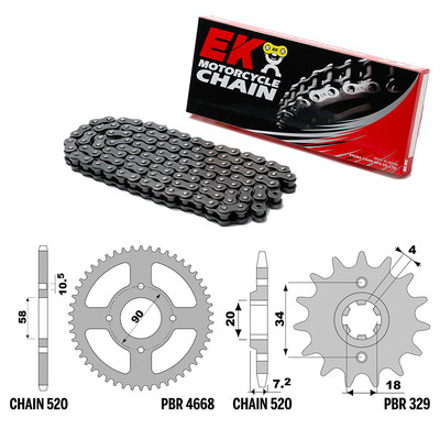 ARCHIVE SCRAMBLER 125 2020-2021 Chain Crown Sprocket Kit 520 PBR EK2124