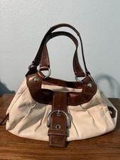 Vintage Coach Large SOHO Lynn Hobo Bag Cream Leather Cognac Trim and Buckle 90s