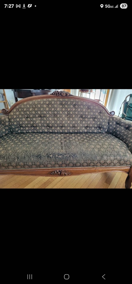 Hermoso sofá victoriano, todo original c. 1885 Foto 3 de 3