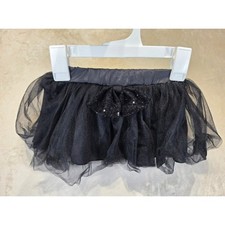 Black Tulle Tutu Skirt Sequin Bow Infant Toddler Ballet Dance Party Sz 70 6/9 M