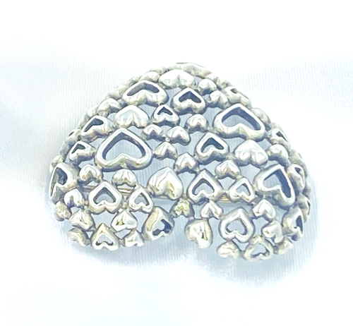 GEORG JENSEN #413 Heart by Heart Brooch Silver 925 Vintage - Picture 3 of 8