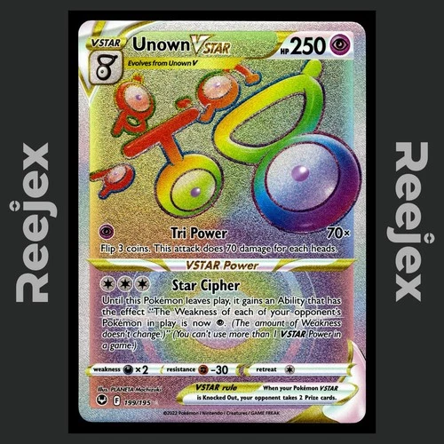 Unown VSTAR - 199/195 - Secret Rare - Silver Tempest - Pokemon Card - NM/M