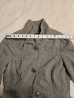 Gray wool blend women’s short coat with high collar, front button closure, and two front welt pockets, Sz 8 USA made.