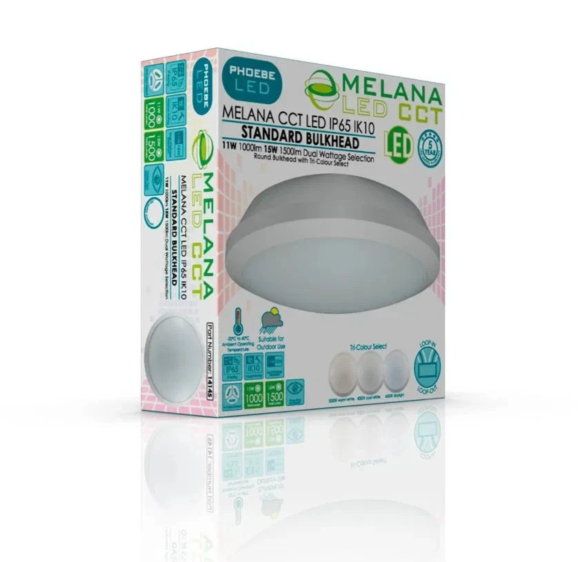 Mampara Redonda LED Crompton Melana Tri Color Doble 11w/15w IP65 LUZ Exterior