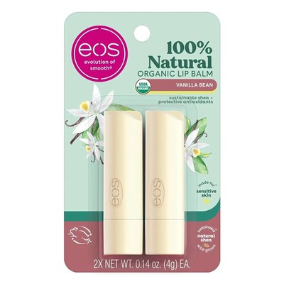 eos 100% Natural & Organic Lip Balm Sticks - Vanilla Bean, All Natural Lip Balm,