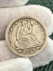 Lot of two 1880s Coins / 1854 Seated Liberty Quarter & 1867 Three Cent Nickel