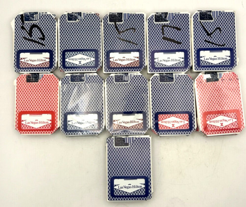 Vintage Las Vegas Hilton Casino Playing Cards Lot of 11 Used Canceled Decks