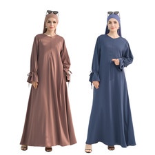 Muslim Women Long Sleeve Maxi Dress Abaya Dubai Kaftan Modest Ramadan Gown Party