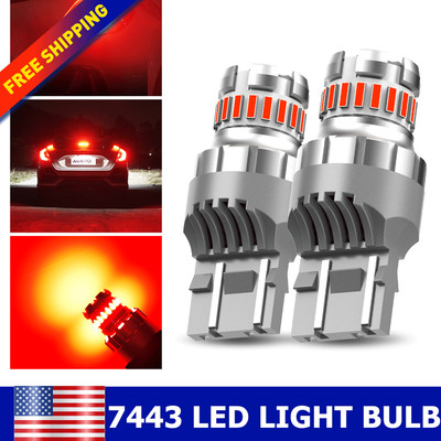 AUXITO T20 7440 W21W W21/5W 7443 Srck LED No Error Strobe Flash Red Brake Lights