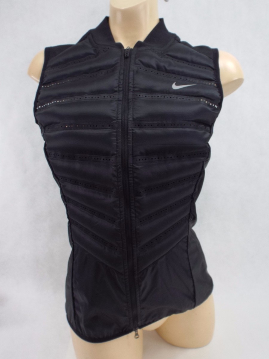 New Womens Small Nike Aeroloft 800 Black Running Vest Jacket