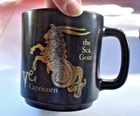 GLASBAKE Capricorn Coffee Mug McKEE Milk Glass Zodiac Astrology Vintage 1970s