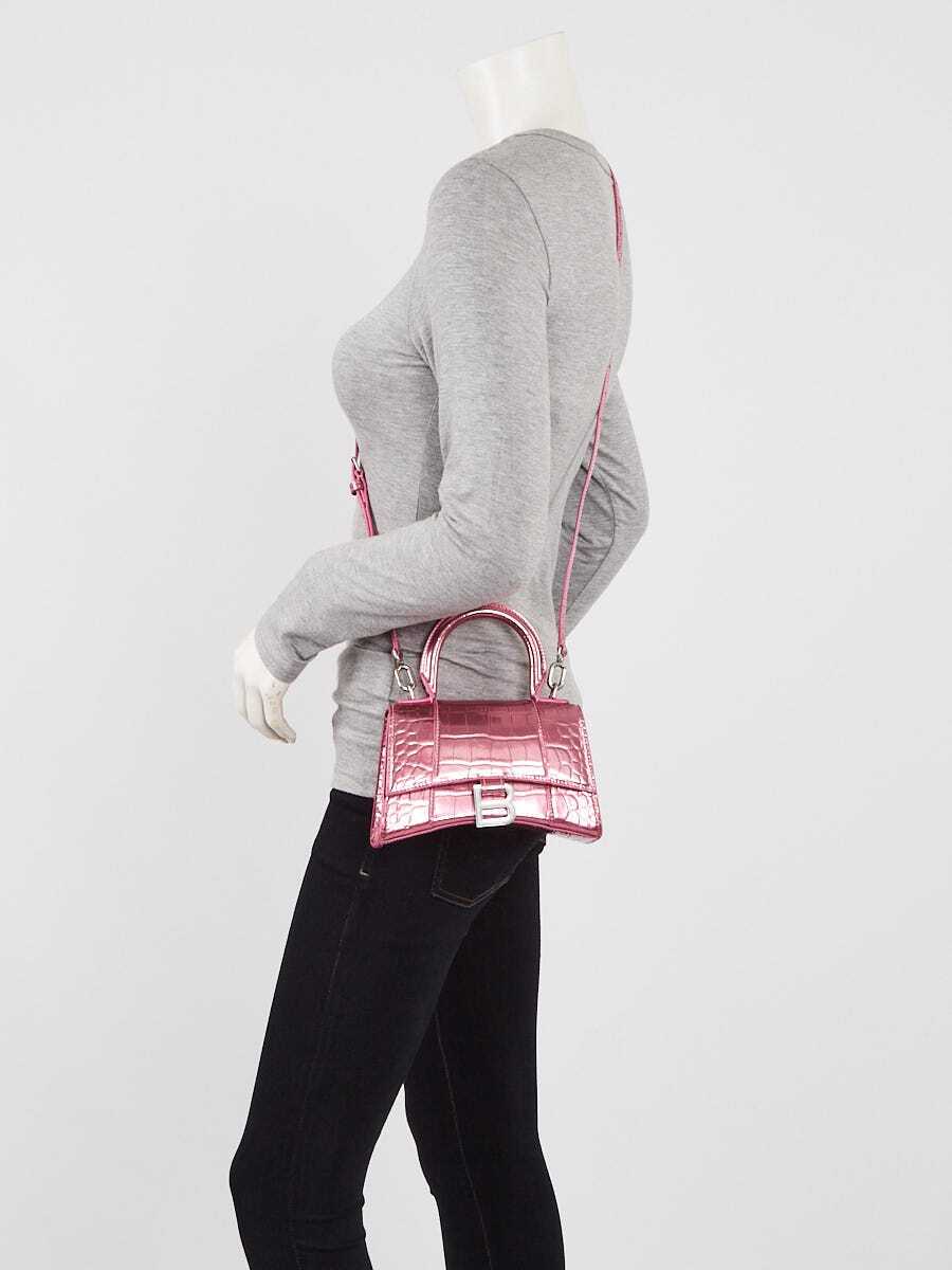 Balenciaga Pink Metallic Croc Embossed Patent Leather Balenciaga Pink Metallic Croc Embossed Patent Leather