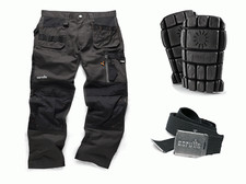SCRUFFS Trade 3d Work Trousers 30-40 Waist 30 32 34 Leg GREY KNEEPADS & BELT