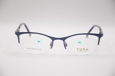 TURA TE247 RECTANGULAR HALF RIM EYEGLASS FRAMES BLUE 52-18-135 NEW