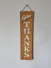 Thanksgiving Door Yard Wall Hanging Wooden Give Thanks Porch Sign Plague 23  x6  
