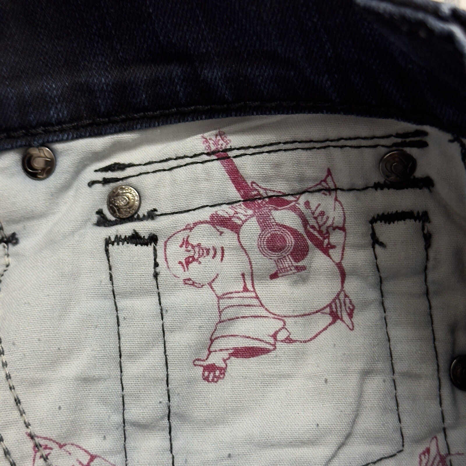 True Religion Womens 28 x 33 Ricky Black Label Straight Blue Black Jeans Denim thumbnail 10