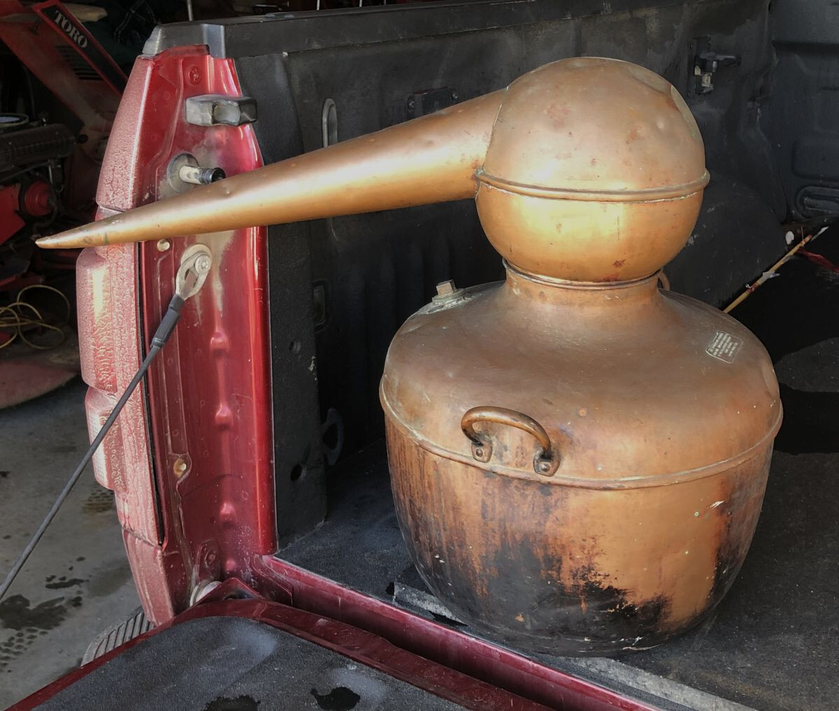 Antique Copper Moonshine Still / Federal Label / Maine Barn Find