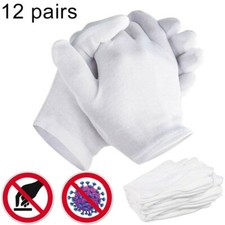 12 Pairs White Cotton Soft Gloves Jewelry Inspection Stretchy Work Gloves Unisex