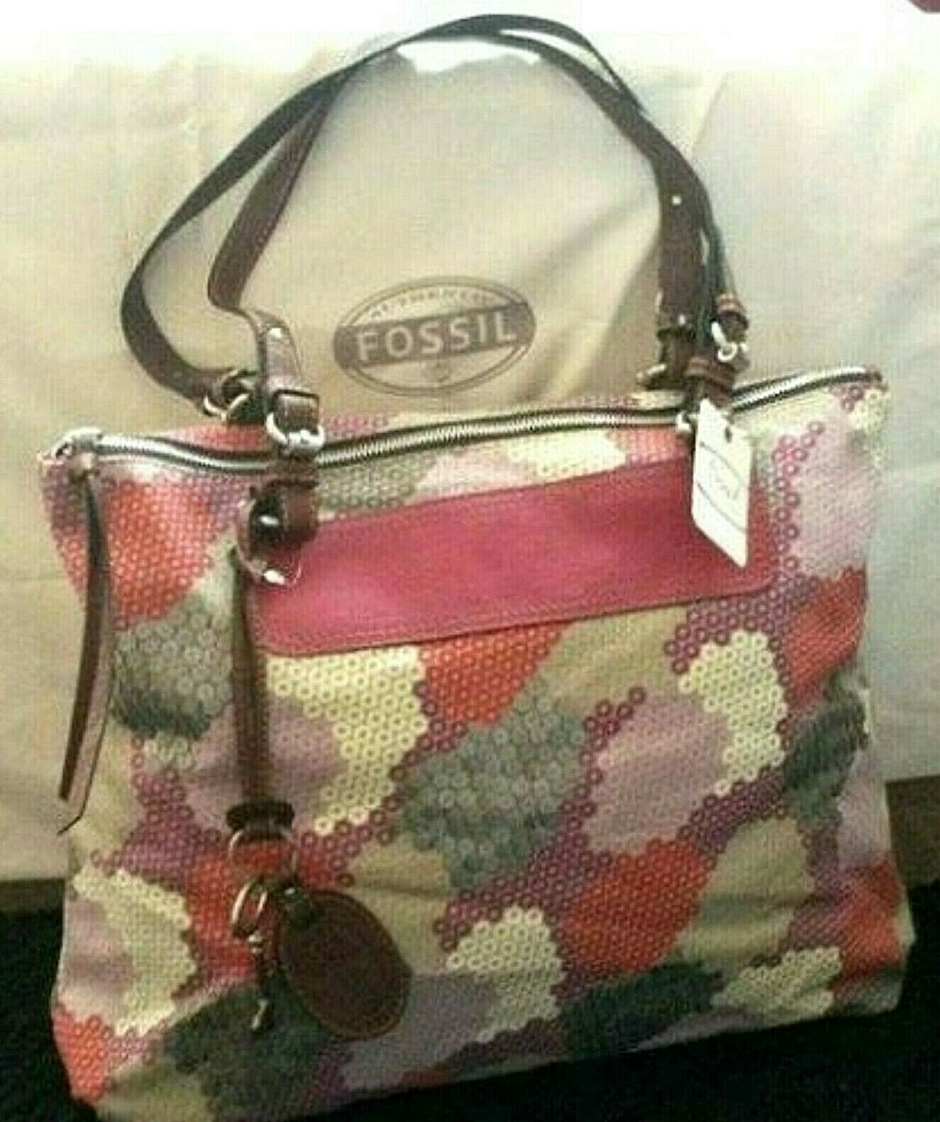 100% Genuine FOSSIL VANESSA BRIGHT MULTI TOTE SHOULDER BAG SHB9827997 + DUSTBAG