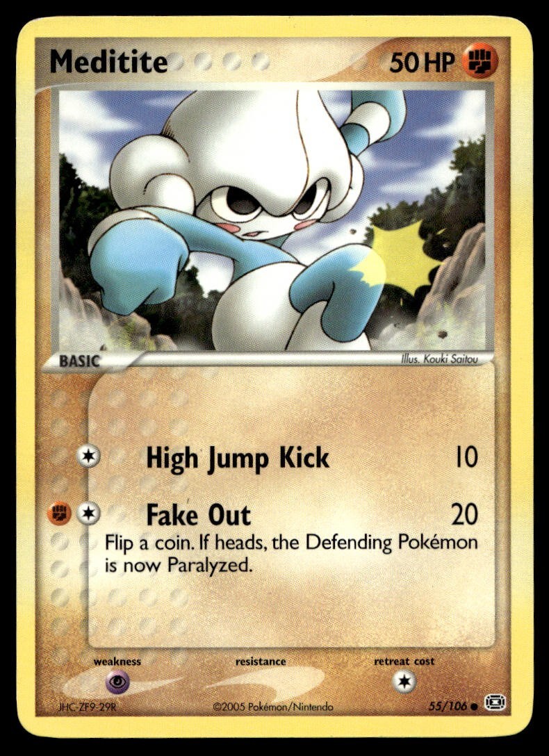 Meditite 55/106 Pokemon Card Emerald Common 50 HP Near Mint N17