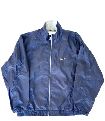 Vintage 90's Nike Swoosh Logo Navy Blue Windbreaker Track Jacket