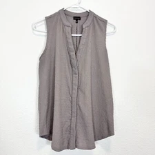 Buckle Black Gray Textured Sleeveless Button down Twisted Open Back Women M