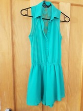 Miss Selfridge Petite Size 4 Green Short Suit With Lace Back Good Used Condition