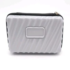 TUMI Delta Zip Hard Shell Case Toiletry Travel Pouch Amenity Kit Silver Luggage