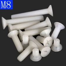 M8 8mm White Nylon Flat Head Phillips Screws Countersunk head Machine Screws