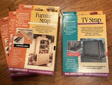 Quake Hold Earthquake Furniture Straps White Lot Of 3  1 Black TV Strap NEW Box