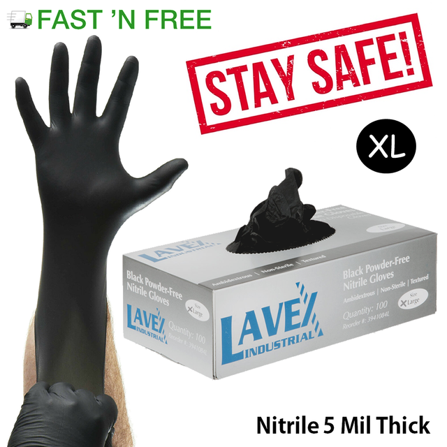 Sysco Classic Black Nitrile Gloves Large Powder Free Case of 10x100