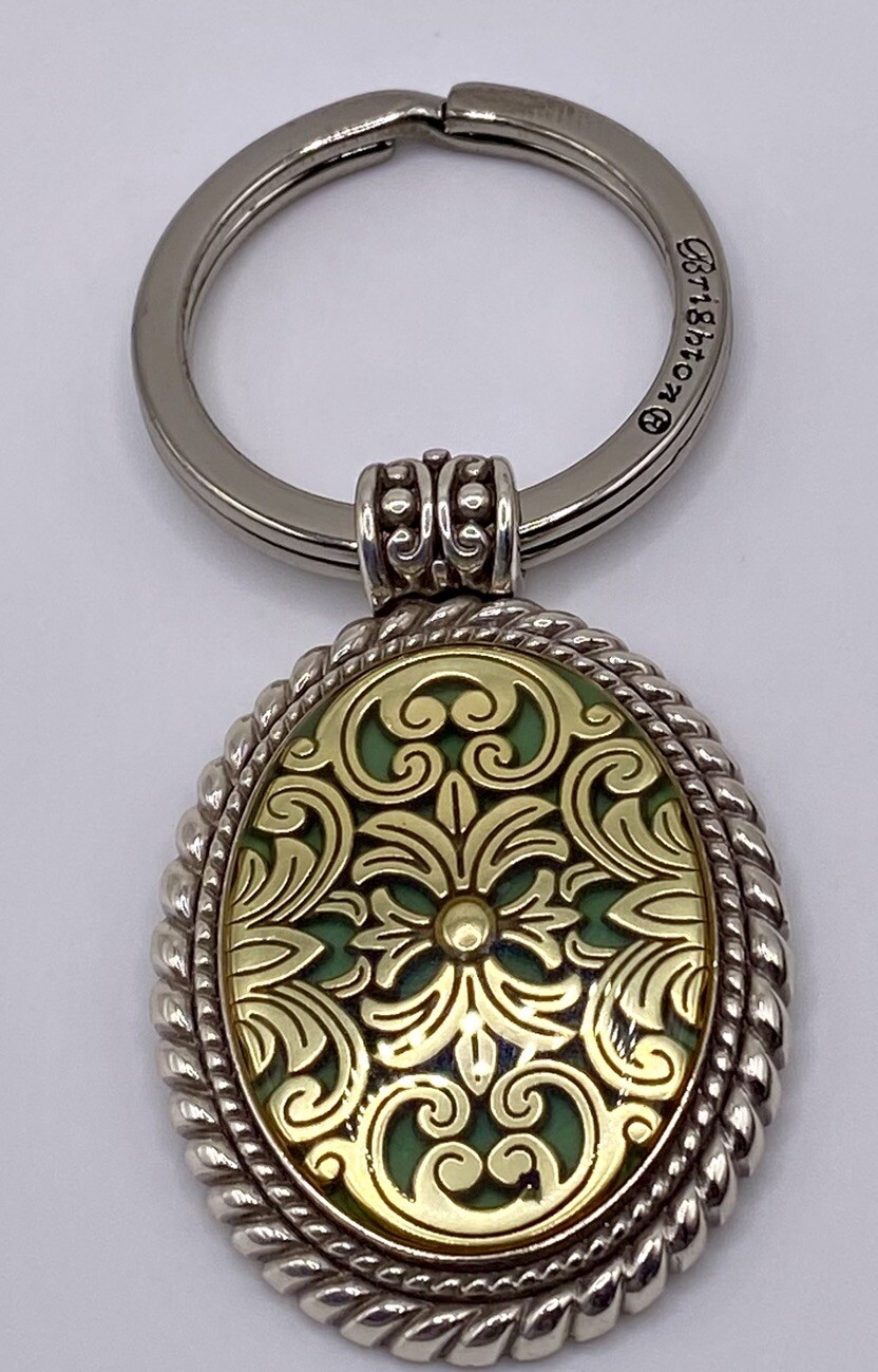 Brighton Green Gold Silver Medallion Keychain Key Fob NWOT. HTF! | eBay