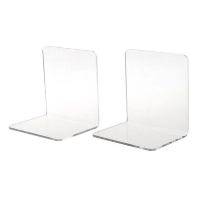 2Pcs Clear Acrylic Bookends L-shaped Desk Desktop Book Holder School S