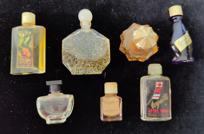 6 Miniature Perfume Bottles/1 After Shave~Avon/Evening in Paris~Some Empty