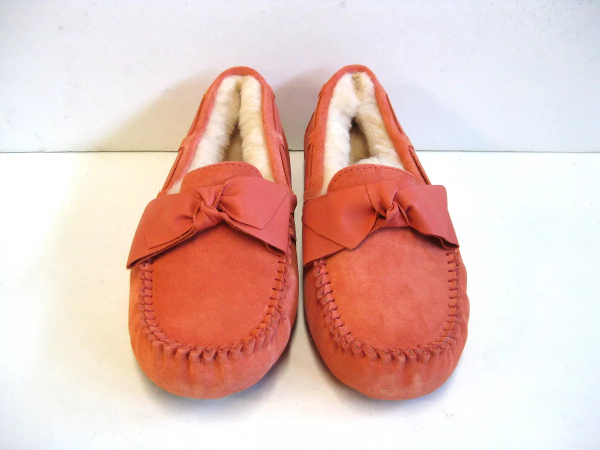 UGG DAKOTA LEATHER BOW WOMEN SLIPPER SUEDE CORAL US 7 /UK 5.5 /EU