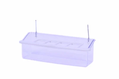 PET SHOP AMERICA 2-Pack No Spill Bird Feeder Cups 8oz Clear Acrylic with Grid Metal hooks Parakee