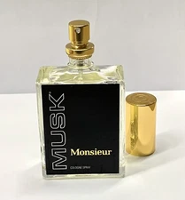 Vintage Dana ~ Monsieur Musk ~ 2 oz cologne spray, 59 ml ~ Clear Bottle nwob