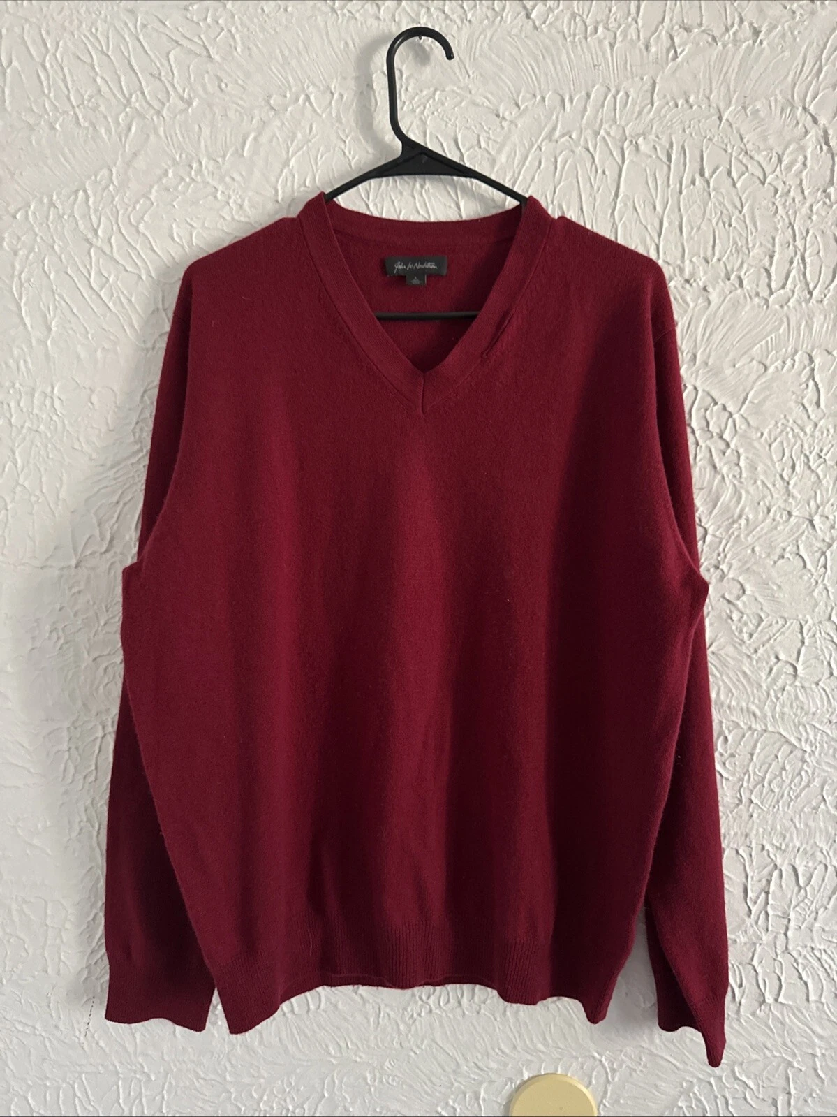 John W. Nordstrom 100% Cashmere Pullover in Red-V-Neck Sweater Men’s L