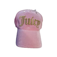 Nwt Juicy Couture Pink Velvet Baseball Hat Y2K Gold Embroidered Logo Authentic