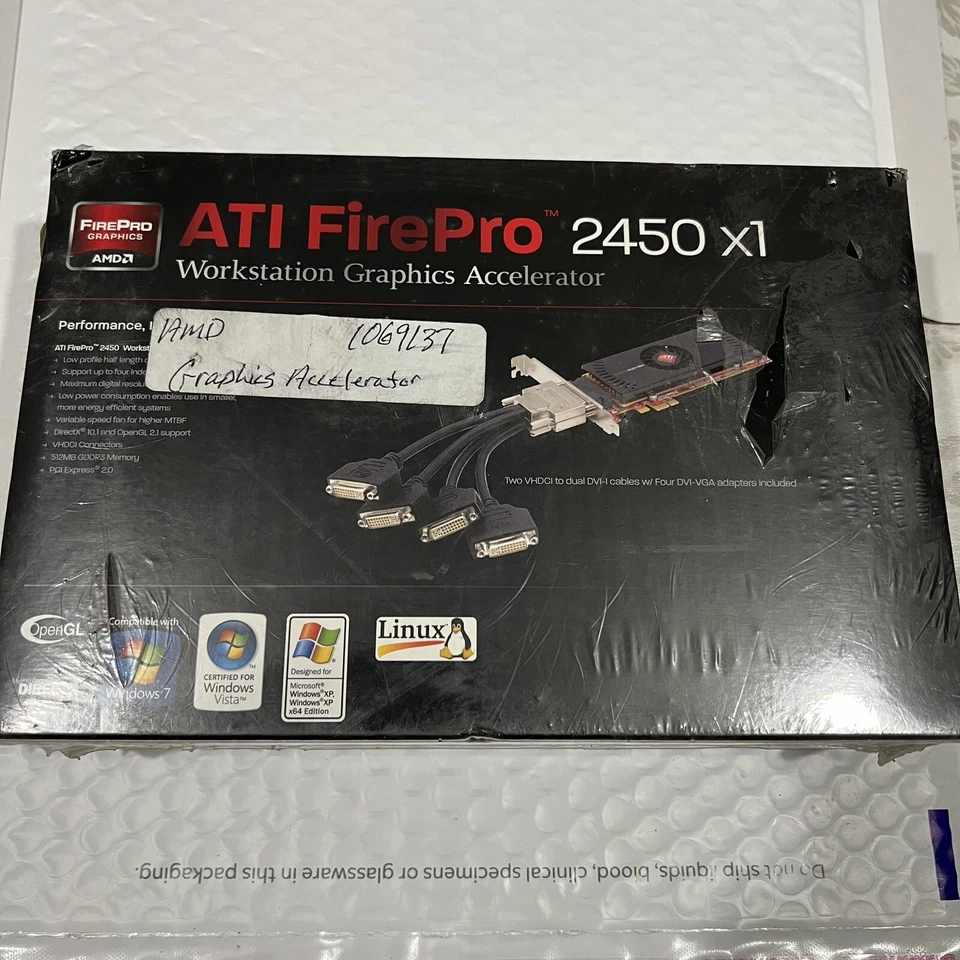 AMD ATI FIREPRO 2450 X1 PCI-E SFF WORKSTATION GRAPHICS QUAD VHDCI DVI VIDEO CARD - Image 2 of 4