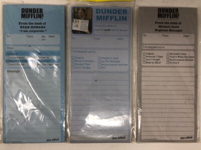 Set of 3 The Office Magnetic List Pad Dwight Ryan Michael Dunder Mifflin NISP