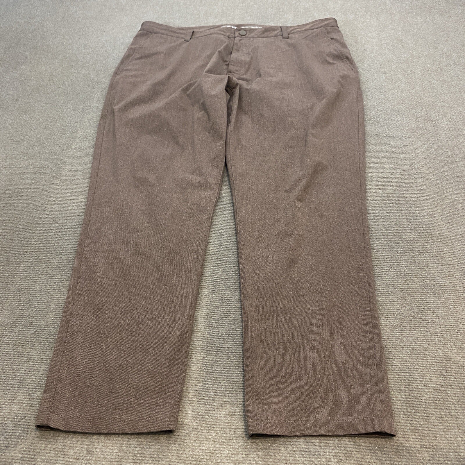Rhone Pants Mens 40x28 Commuter Slim Brown Comfort Performance Pockets Casual
