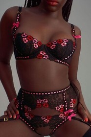Agent Provocateur Petunia Black Pink Red Thong AP4 Large NWT