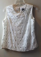 Notation Clothing Co Petite Sequin Sleeveless Holiday Pull On Blouse WMNS SZ Med